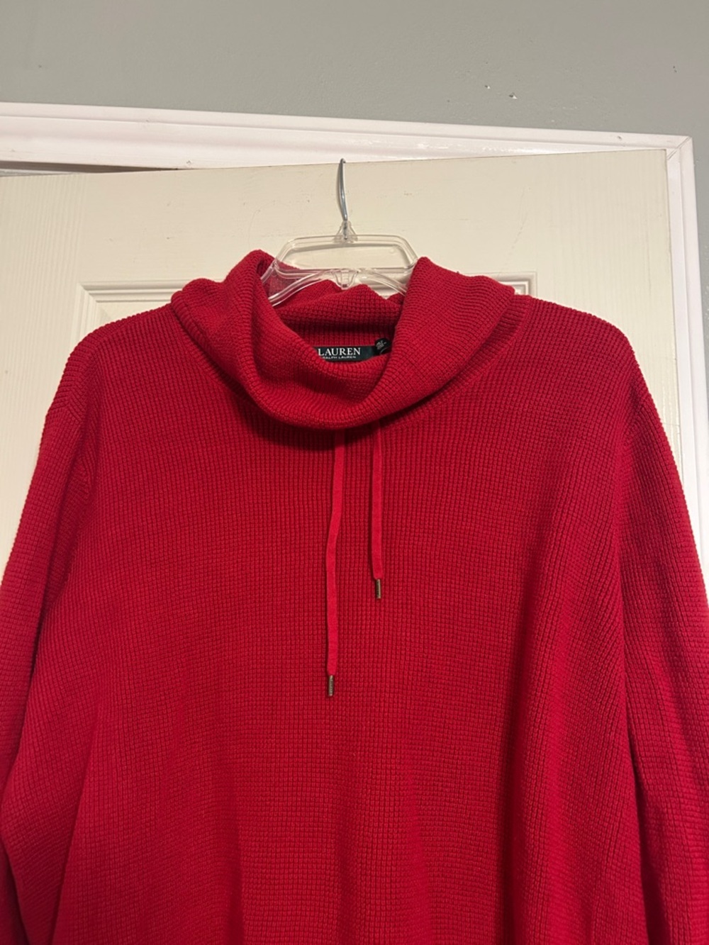 🧁$8 Moving🚚Sale Lauren Ralph Lauren red Cowl neck drawstring sweater - Picture 2 of 4